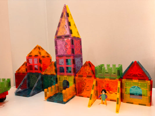 91 Parça Arabalı Elmas Yüzey Manyetik Yapı Blokları-STEAM Eğitici Karo Oyun Seti (7.5 Cm)