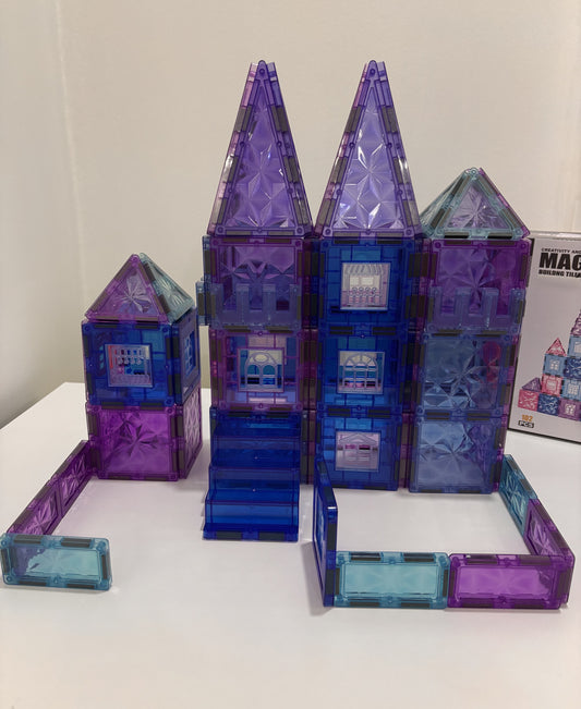 102 Parça Elmas Şato Manyetik Yapı Blokları-STEAM Eğitici Karo Oyun Seti (7.5 Cm)