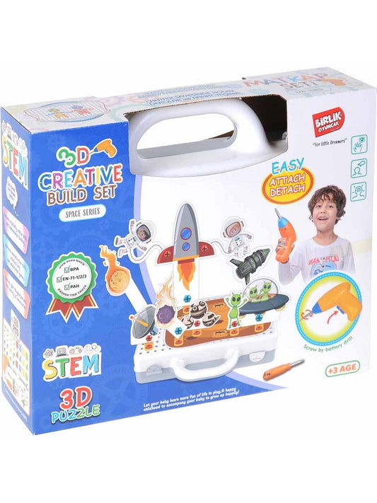 3D Yaratıcı Eğitici Matkap Tamir ve Oyun Seti Uzay Temalı 398 Parça