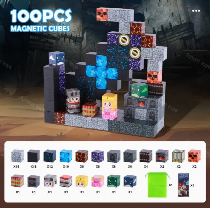 Minecraft Manyetik Küp Blok Knight & Dragon Temalı Yapı Taşı 100 Parça