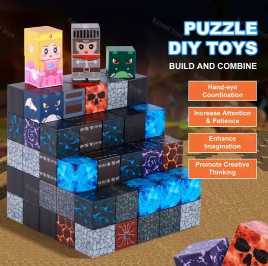 Minecraft Manyetik Küp Blok Knight & Dragon Temalı Yapı Taşı 100 Parça