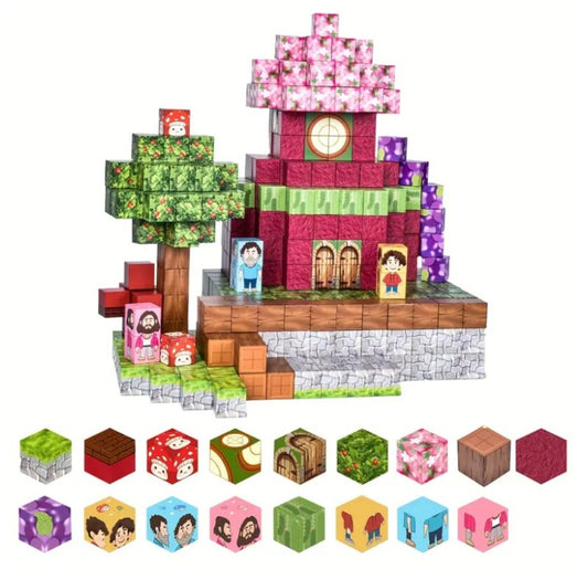 Minecraft Manyetik Küp Blok Orman Kalesi Temalı Yapı Taşı 100 Parça