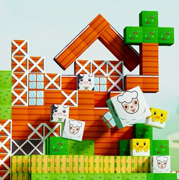 Minecraft Manyetik Küp Blok Küçük Çiftlik Temalı Yapı Taşı 100 Parça