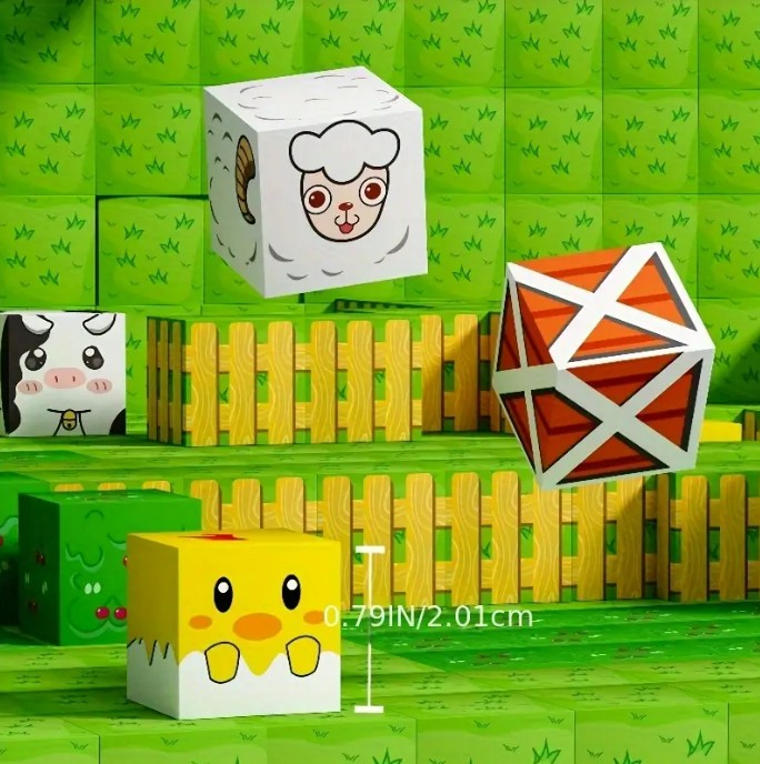 Minecraft Manyetik Küp Blok Küçük Çiftlik Temalı Yapı Taşı 100 Parça