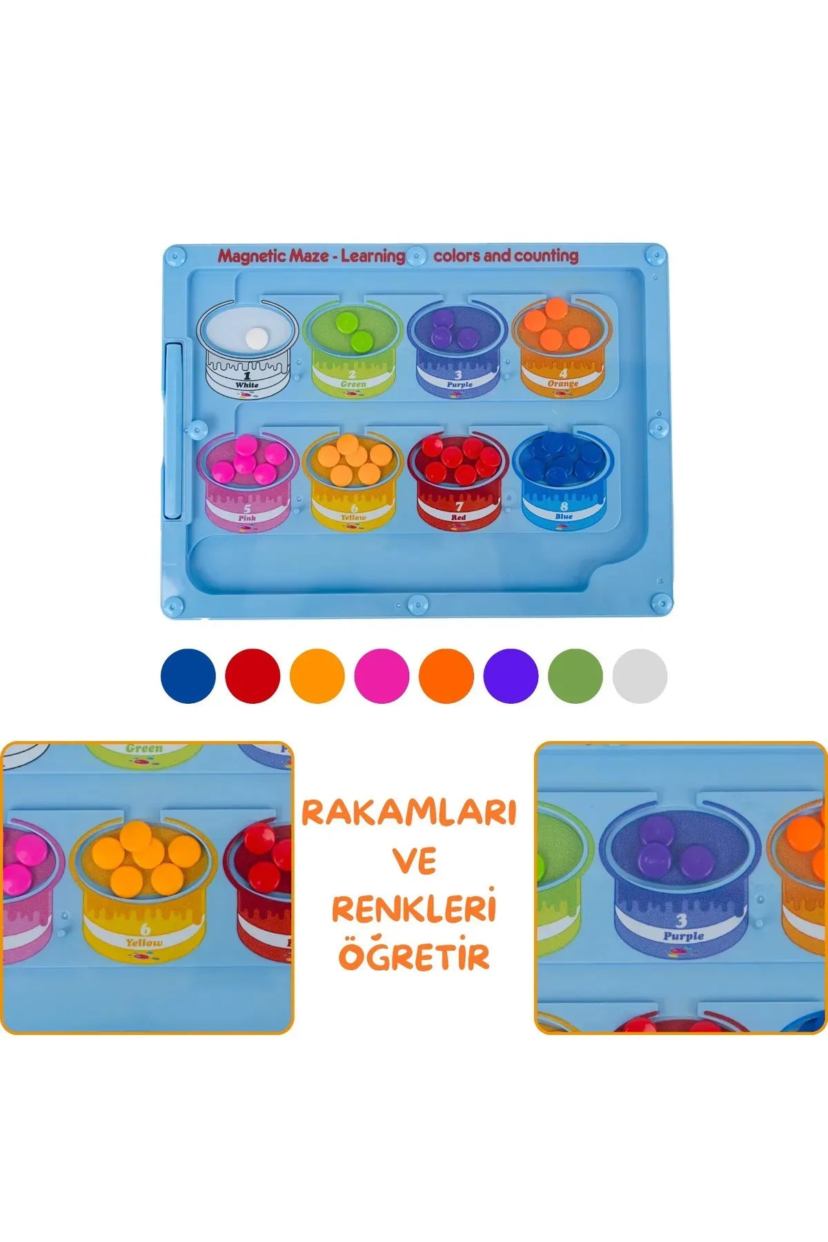 Manyetik Renk Sıralama Kalemli Boncuk Labirent Tablet