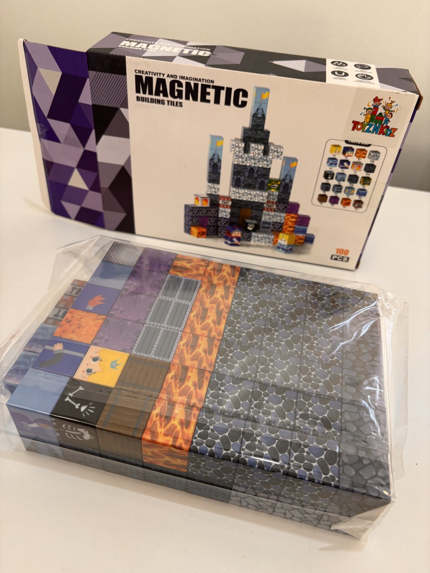 100 Parça Manyetik Küp Blok Mavi Kale Temalı Yapı Taşı (2.5 Cm)