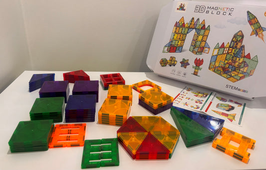 88 Parça Dekoratif Manyetik Yapı Blokları-STEAM Eğitici Karo Oyun Seti (7.5 Cm)