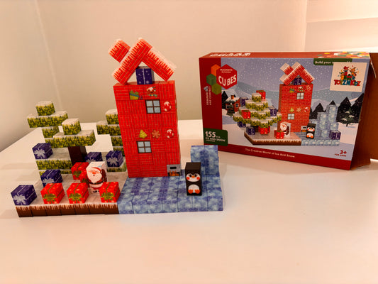 155 Parça Manyetik Küp Blok Kar ve Noel Temalı Yapı Taşı (2.0 Cm)