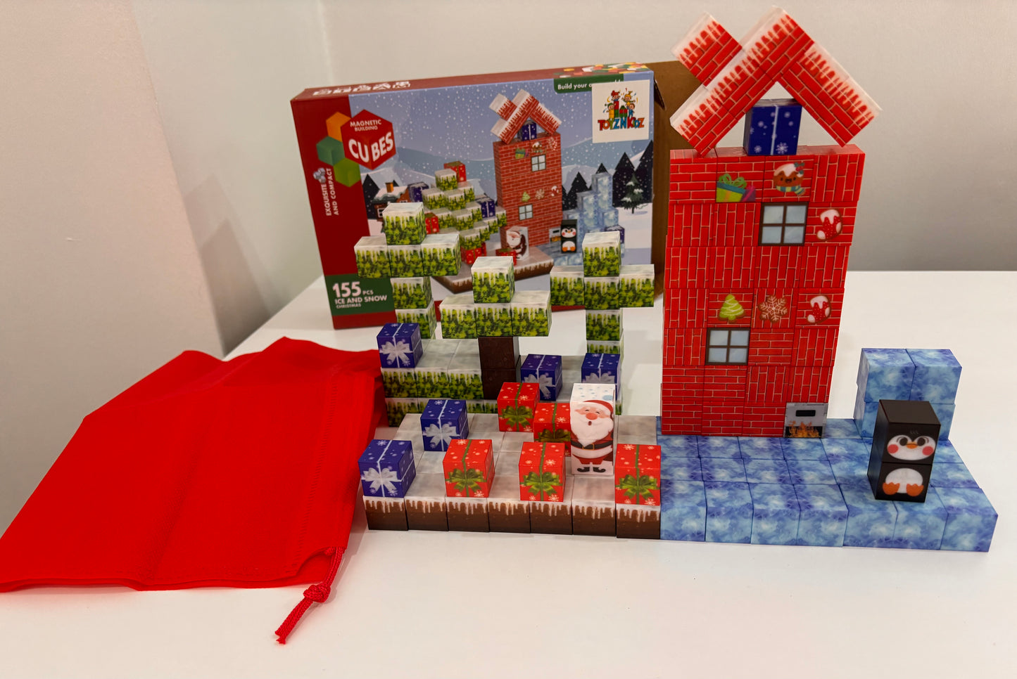 155 Parça Manyetik Küp Blok Kar ve Noel Temalı Yapı Taşı (2.0 Cm)