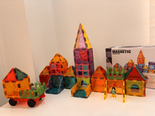 91 Parça Arabalı Elmas Yüzey Manyetik Yapı Blokları-STEAM Eğitici Karo Oyun Seti (7.5 Cm)