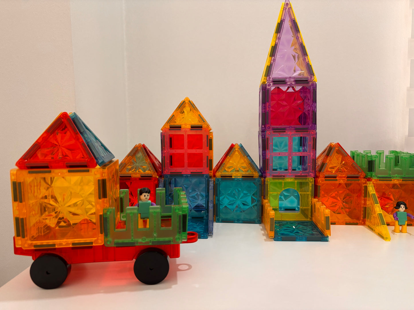 91 Parça Arabalı Elmas Yüzey Manyetik Yapı Blokları-STEAM Eğitici Karo Oyun Seti (7.5 Cm)