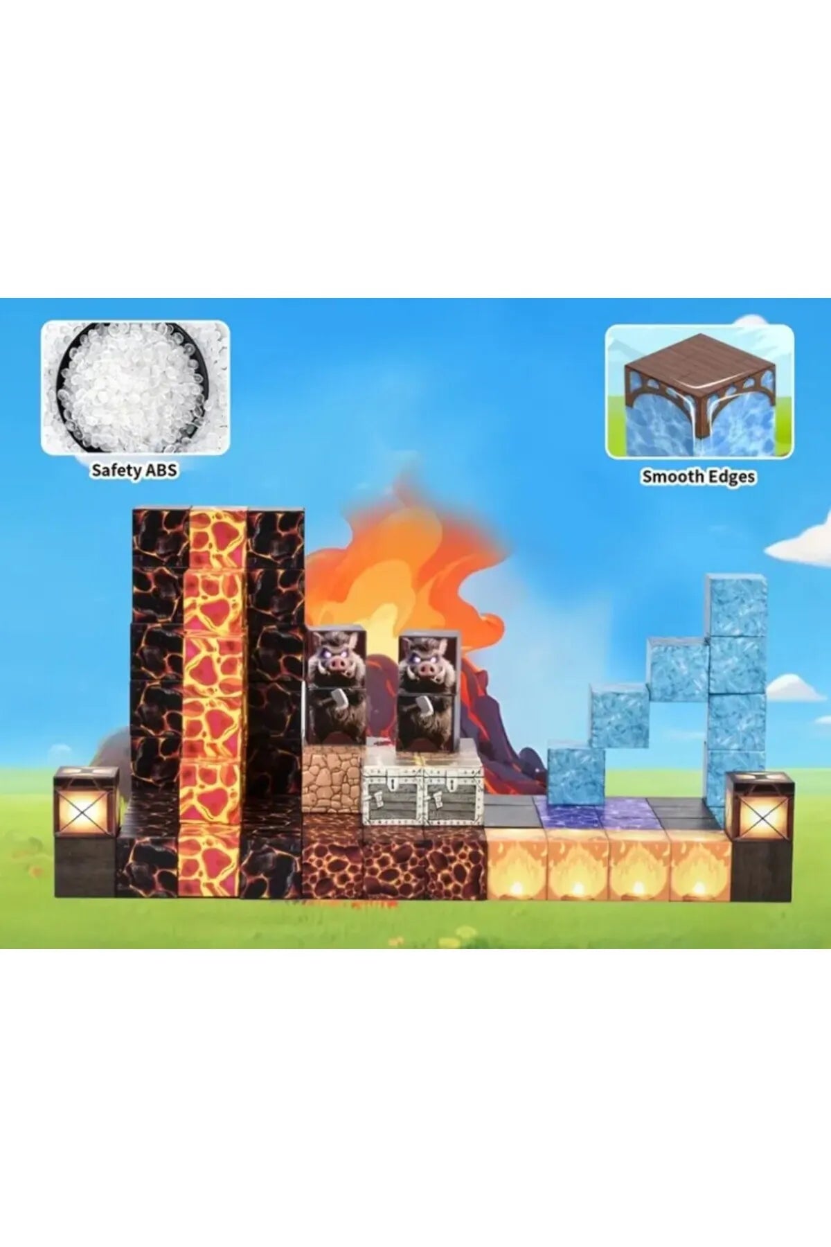 Minecraft Manyetik Küp Blok Volkan Temalı Yapı Taşı 100 Parça