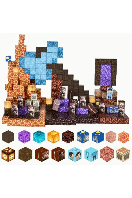Minecraft Manyetik Küp Blok Volkan Temalı Yapı Taşı 100 Parça