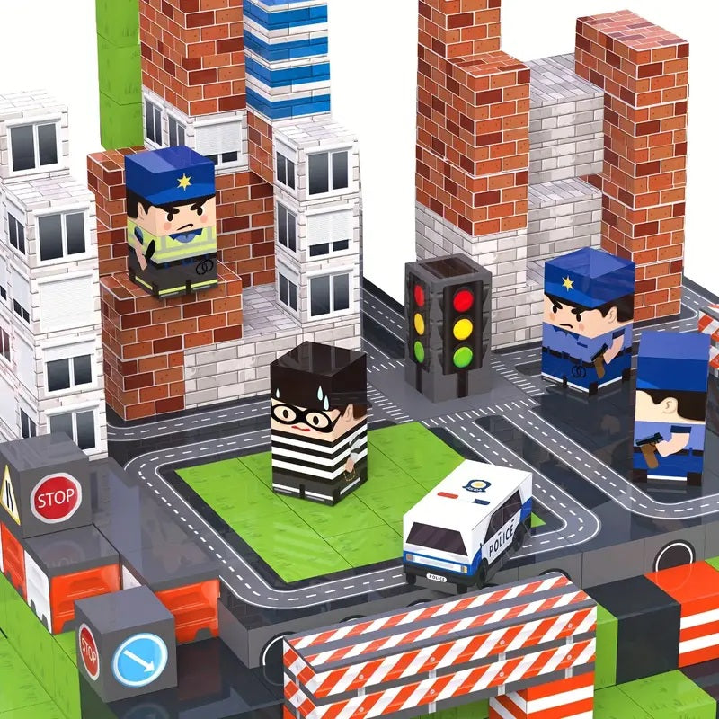 Minecraft Manyetik Küp Blok Polis Temalı Yapı Taşı 100 Parça