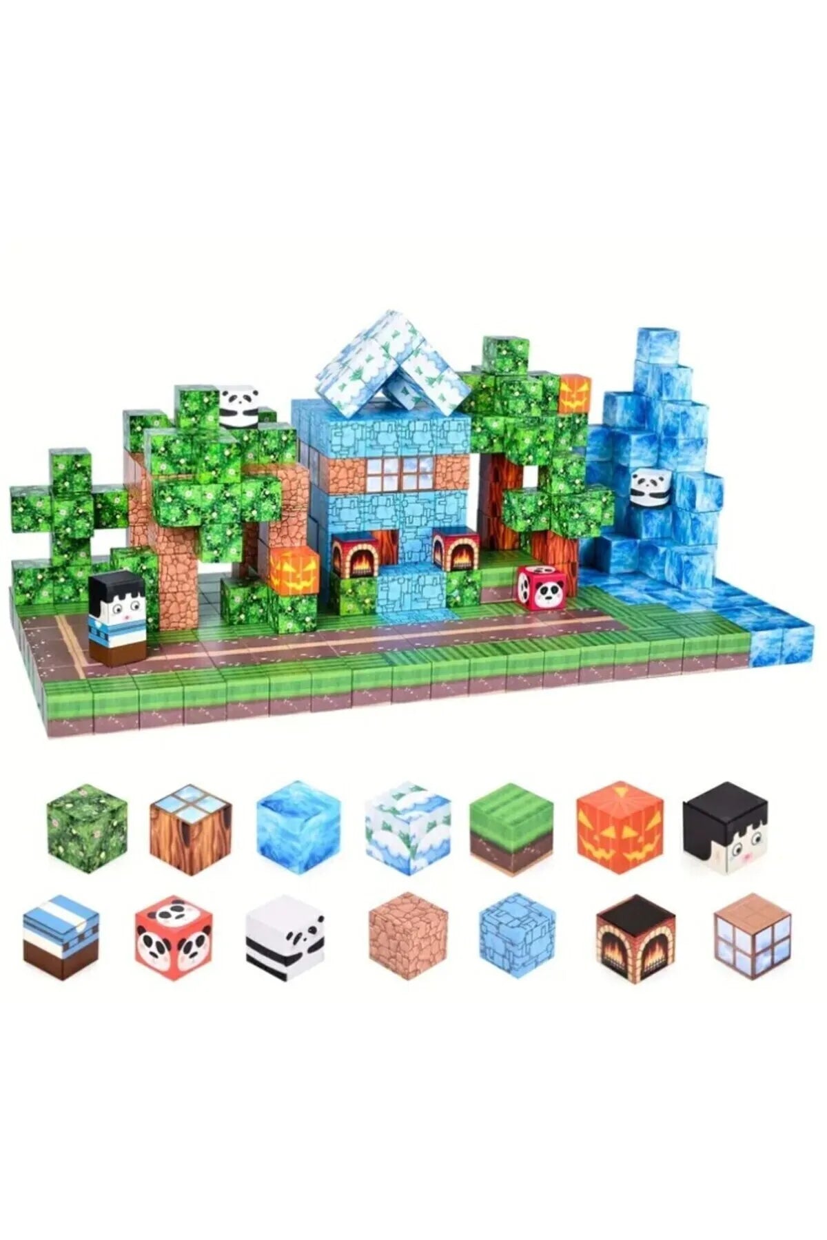 Minecraft Manyetik Küp Blok Orman Güç Birliği Temalı Yapı Taşı 100 Parça