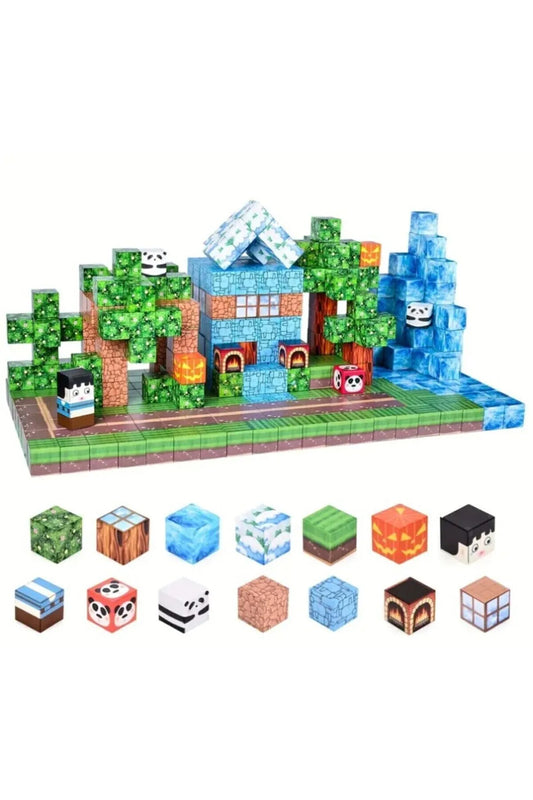 Minecraft Manyetik Küp Blok Orman Güç Birliği Temalı Yapı Taşı 100 Parça