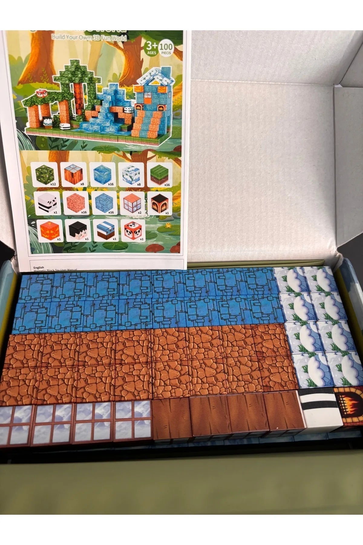 Minecraft Manyetik Küp Blok Orman Güç Birliği Temalı Yapı Taşı 100 Parça