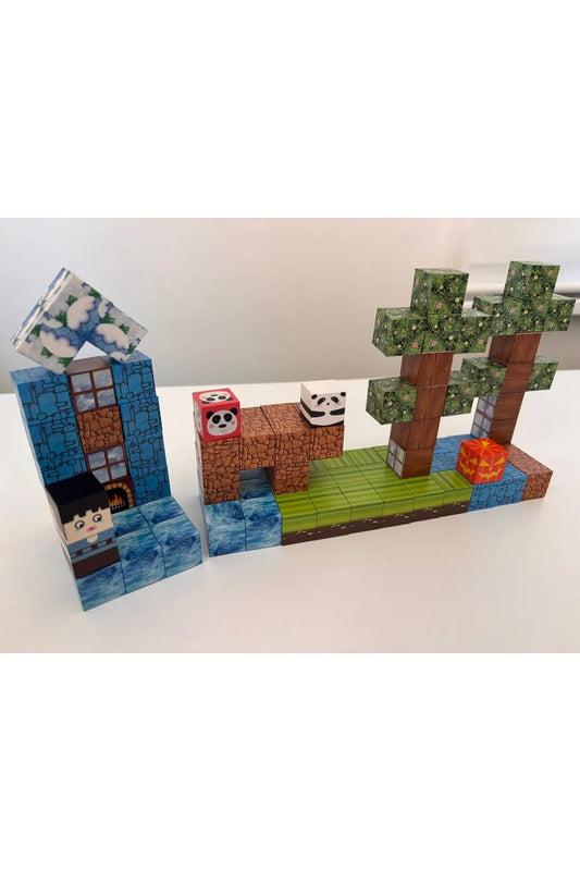 Minecraft Manyetik Küp Blok Orman Güç Birliği Temalı Yapı Taşı 100 Parça